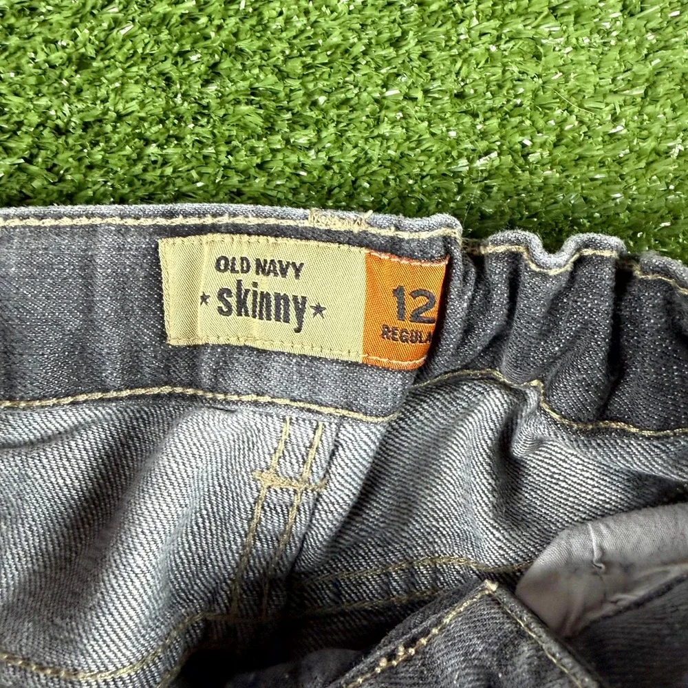 Old Navy Boys Skinny Jeans Gray Skull Graphic Size 12 Regular 0742